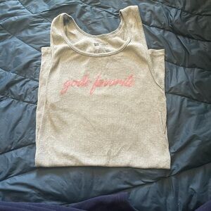 Gray Tank Top with Pink Text